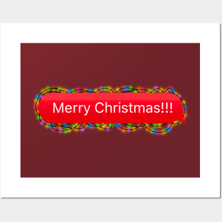 Merry Christmas Chat Bubble with Christmas Lights (Celebration Message) Posters and Art